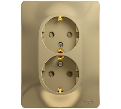 Glossa Титан Розетка 2-я с заземлением со шторками (в сборе с рамкой)  GSL000426  SE