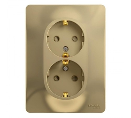 Glossa Титан Розетка 2-я с заземлением со шторками (в сборе с рамкой)  GSL000426  SE