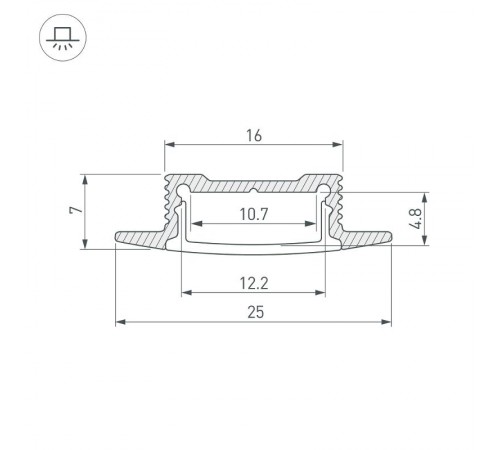 Профиль алюминиевый для светодиодной ленты SL-SLIM-H7-F25-2000 ANOD  023717  Arlight