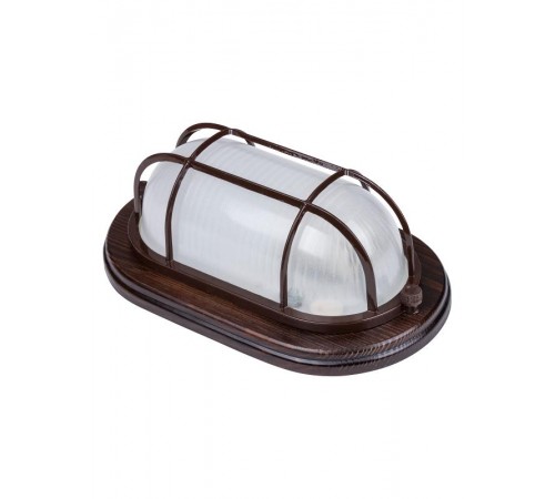 Светильник пылевлагозащищенный под лампу для ЖКХ НПБ1402 венге овал с реш. 60Вт IP54 TDM