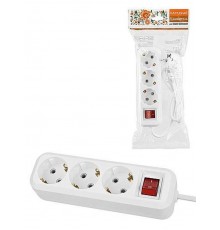 Удлинитель 3 гнезда, 1,5 метра, с/з, выкл., 16 А, 3500 Вт, белый, НАРОДНЫЙ  SQ1303-1420  TDM