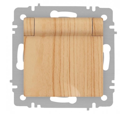 Розетка Intro Accent 6-203-11 2P+E Schuko с крышкой, 16А-250В, IP20, СУ, AL/CU, сосна  Б0063479  Intro