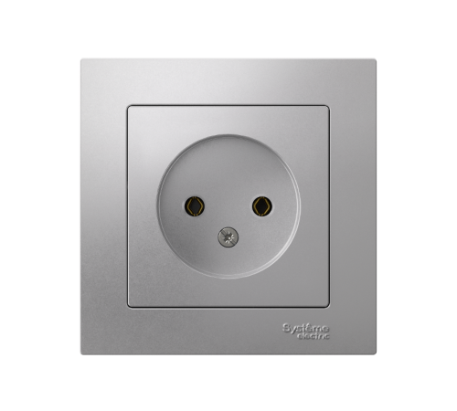 AtlasDesign Алюминий Розетка без заземления, 16А, (в сборе с рамкой)  ATN000340  SE