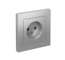 AtlasDesign Алюминий Розетка без заземления, 16А, (в сборе с рамкой)  ATN000340  SE
