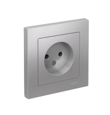 AtlasDesign Алюминий Розетка без заземления, 16А, (в сборе с рамкой)  ATN000340  SE