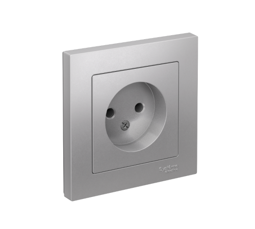 AtlasDesign Алюминий Розетка без заземления, 16А, (в сборе с рамкой)  ATN000340  SE