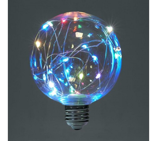 Лампа светодиодная, (3W) 230V E27 RGB G95, LB-382  41678  FERON