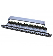 Патч-панель PP3-19-24-8P8C-C5E-SH-110D 19", 1U, 24 порта RJ-45 полн. экран., категория 5e, Dual IDC, ROHS, цвет черный  246037  Hyperline