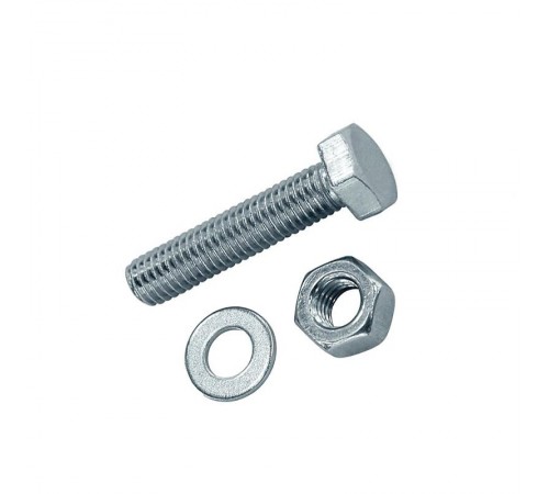 Болт DIN933 с шестигранной головкой оцинк. М10х80 + гайка + шайба (2 шт) - пакет ( 0,132 кг)  114057  Tech-KREP
