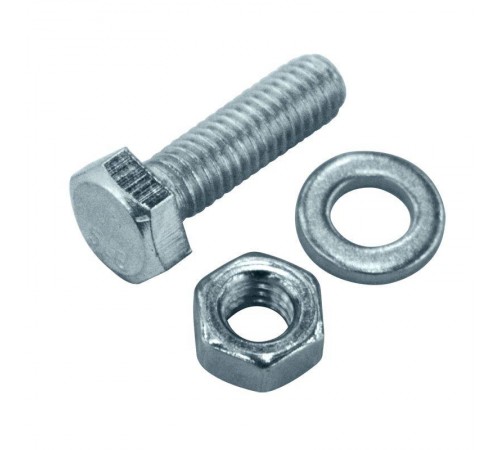Болт DIN933 с шестигранной головкой оцинк. М10х80 + гайка + шайба (2 шт) - пакет ( 0,132 кг)  114057  Tech-KREP