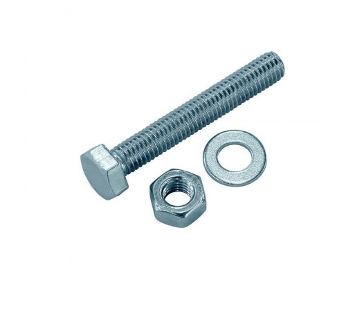 Болт DIN933 с шестигранной головкой оцинк. М10х80 + гайка + шайба (2 шт) - пакет ( 0,132 кг)  114057  Tech-KREP