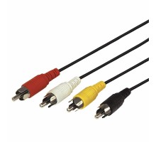 Шнур 4 RCA - 4 RCA, длина 1,5 метра, черный  17-0302  REXANT