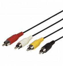 Шнур 4 RCA - 4 RCA, длина 1,5 метра, черный  17-0302  REXANT