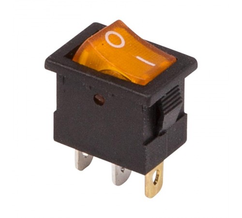 Выключатель клавишный 12V 15А (3с) ON-OFF желтый с подсветкой Mini  36-2172  REXANT