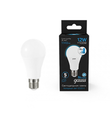 Лампа светодиодная A60 12W 1140lm 6500K Е27 шаг. диммирование LED 1/10/50  102502312-S  Gauss