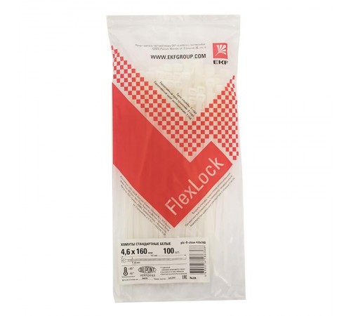 Хомут P6.6 стандартный (б), 4.6x160 (100шт) FlexLock PROxima  plc-fl-ctsw-4.6x160  EKF