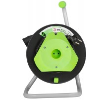 Удлинитель силовой ЭРА GREEN LINE GAZ-2x1-40m Greenline на катушке пластик 1 розетка без заземления 40м ПВС 2x1мм2   Б0065109  ЭРА