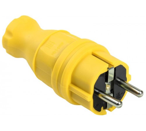 Вилка прямая каучук ОМЕГА IP44 жёлтая ВБп3-1-0м  PKR01-016-2-K05  IEK