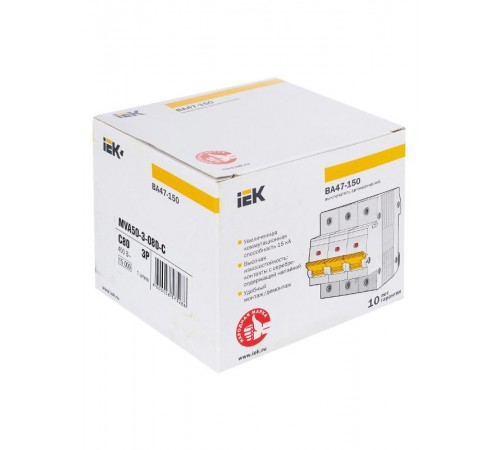 Выключатель автоматический трехполюсный ВА47-150 80А C 15кА KARAT  MVA50-3-080-C  IEK