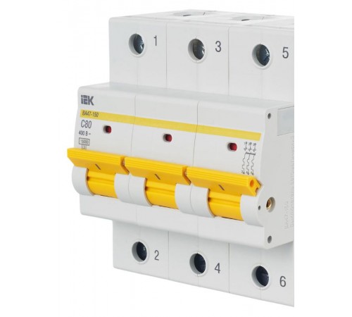 Выключатель автоматический трехполюсный ВА47-150 80А C 15кА KARAT  MVA50-3-080-C  IEK