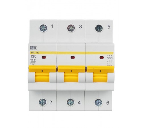 Выключатель автоматический трехполюсный ВА47-150 80А C 15кА KARAT  MVA50-3-080-C  IEK