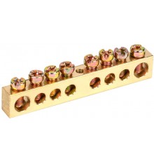 Шина PEN "земля-ноль" 8х12мм 8/1 (8групп/креп по цент)  YNN20-08-100  IEK