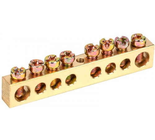 Шина PEN "земля-ноль" 8х12мм 8/1 (8групп/креп по цент)  YNN20-08-100  IEK