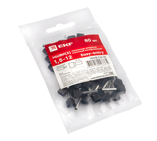 Наконечник штыревой втулочный НШвИ(2) 1,5-12 (50шт.) EKF   nhvi2-1.5-12   EKF