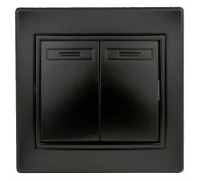 Переключатель  Plano 1-107-05 двухклавишный, 10А-250В, IP20, СУ, антрацит   Б0053810  Intro