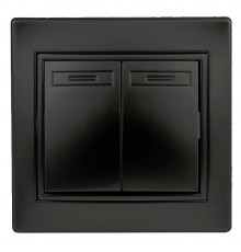 Переключатель  Plano 1-107-05 двухклавишный, 10А-250В, IP20, СУ, антрацит   Б0053810  Intro