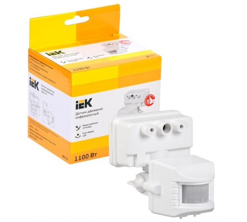 Датчик движения ДД 019 белый, макс. нагрузка 1100Вт, угол обзора 120град., дальность 12м, IP44,  LDD13-019-1100-001  IEK