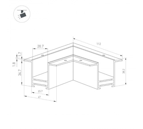Коннектор угловой MAG-CON-2538-F-L90 (BK) (Arlight, IP20 Металл, 3 года)  033246  Arlight