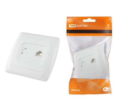 Розетка компьютерная RJ45  белая "Онега"   SQ1805-0022  TDM