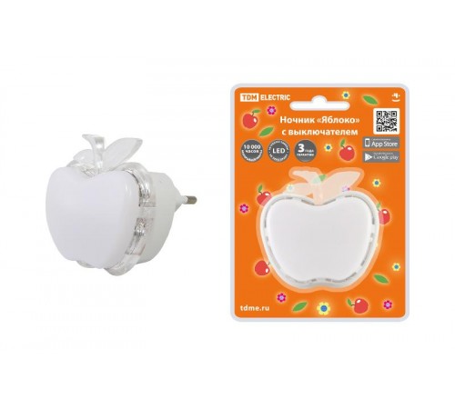Ночник "Яблоко" с выключателем, 0,3 Вт, 220 В  SQ0357-0033  TDM