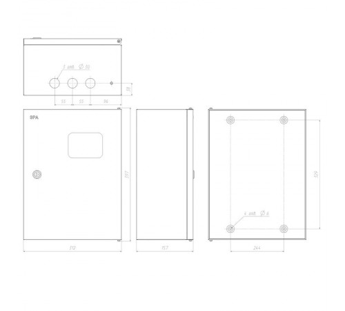 Щит учета металлический навесной ЩУ-3/1-0 76 У1 IP54 (395x310x155) SIMPLE  Б0046704  ЭРА