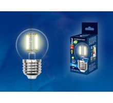 Лампа светодиодная LED-G45-6W/WW/E27/CL PLS02WH LED. "шар", прозр.3000К Серия Sky  UL-00000196  Uniel