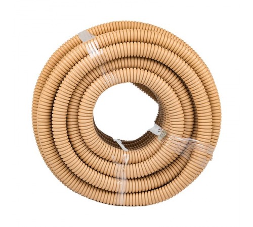 Труба гибкая гофрированная ПВХ 25мм с протяжкой (25м) светлое дерево  tg-z-25w  EKF