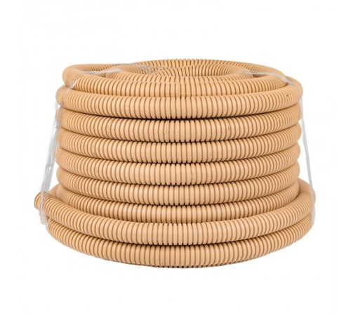 Труба гибкая гофрированная ПВХ 25мм с протяжкой (25м) светлое дерево  tg-z-25w  EKF