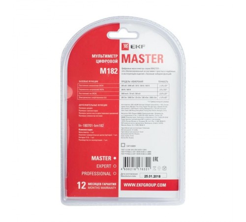 Мультиметр цифровой M182 EKF Master  In-180701-bm182  EKF
