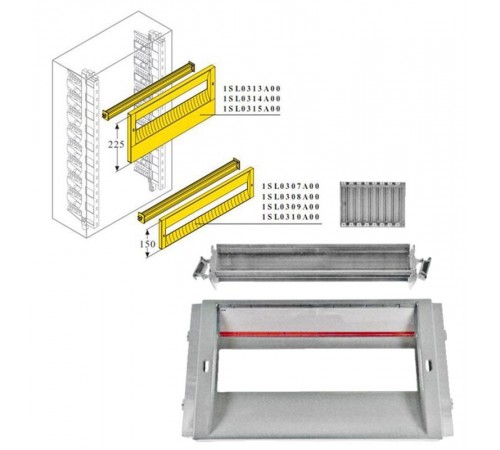 DIN-рейка+пластрон H=225мм для шкафа GEMINI (Размер4-5)  1SL0314A00  ABB