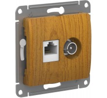 Glossa Дерево Дуб Розетка 2-ая TV + компьютерная RJ45, кат. 5Е, механизм  GSL000589  SE