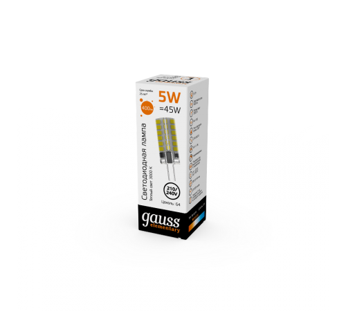Лампа светодиодная Elementary G4 AC210-240V 5W 400lm 3000K силикон LED 1/20/200  18015  Gauss