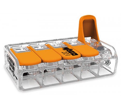 Клемма универсальная компактная 5-проводная 0.5 - 6 мм.кв (уп/15шт) 221-615  WAGO