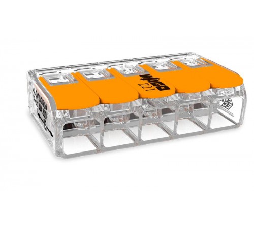 Клемма универсальная компактная 5-проводная 0.5 - 6 мм.кв (уп/15шт) 221-615  WAGO