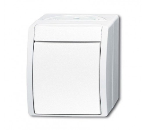 Кнопка 1-клавишная, 1-полюсная, с N-клеммой, IP44, для открытого монтажа, серия ocean, цвет альпийский белый  1484-0-0377   2CKA001484A0377  ABB