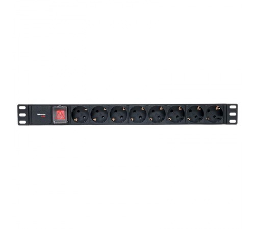 Блок розеток PDU TERACOM PRO 19" 1U 10А/250В 8 розеток Schuko с выключателем разъем C14  TRP-HPD-LS-10A-8SH-C14  EKF