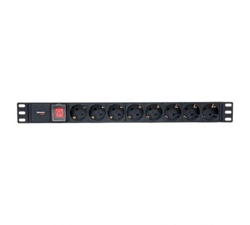 Блок розеток PDU TERACOM PRO 19" 1U 10А/250В 8 розеток Schuko с выключателем разъем C14  TRP-HPD-LS-10A-8SH-C14  EKF