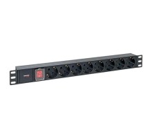 Блок розеток PDU TERACOM PRO 19" 1U 10А/250В 8 розеток Schuko с выключателем разъем C14  TRP-HPD-LS-10A-8SH-C14  EKF