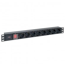 Блок розеток PDU TERACOM PRO 19" 1U 10А/250В 8 розеток Schuko с выключателем разъем C14  TRP-HPD-LS-10A-8SH-C14  EKF