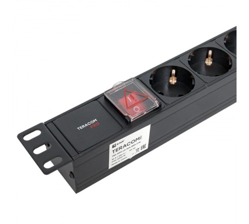 Блок розеток PDU TERACOM PRO 19" 1U 10А/250В 8 розеток Schuko с выключателем разъем C14  TRP-HPD-LS-10A-8SH-C14  EKF